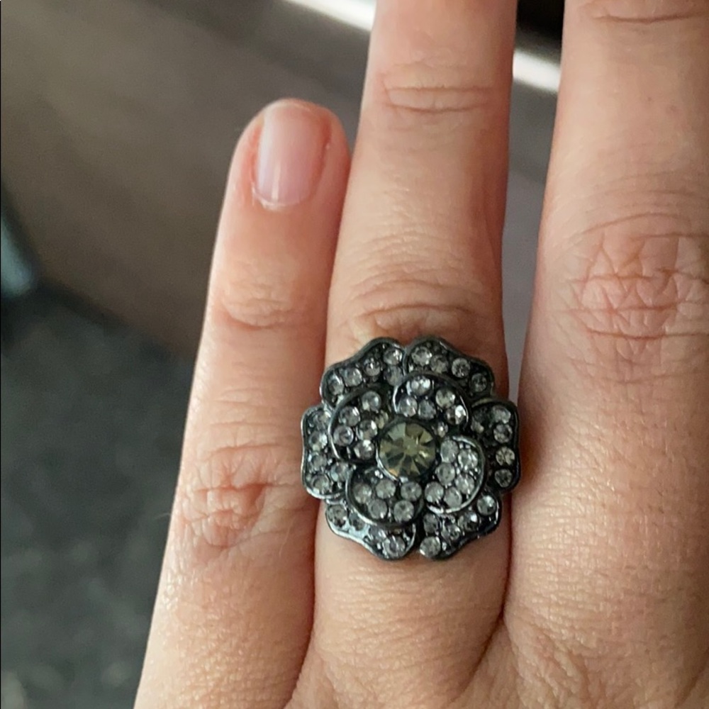 Rose Rhinestone Costume Ring